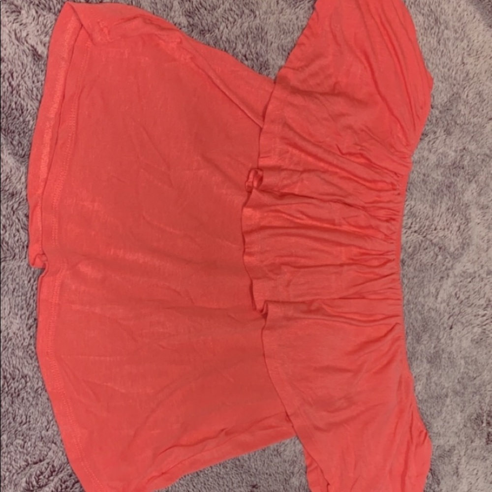 Off shoulder pink shirt